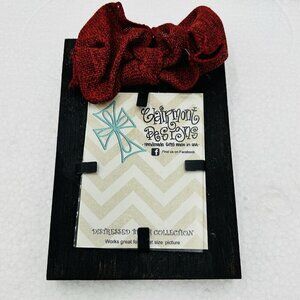 Claimont Designs Picture Frame Wooden with Red Burlap Bow NEW 4x3 Picture